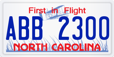 NC license plate ABB2300