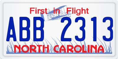 NC license plate ABB2313