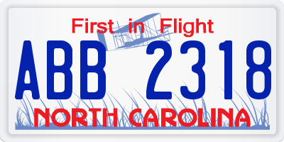 NC license plate ABB2318