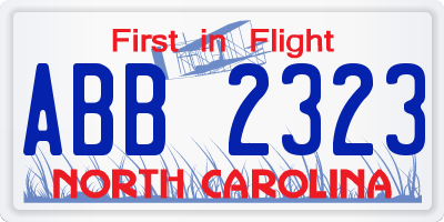 NC license plate ABB2323