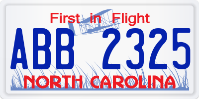 NC license plate ABB2325