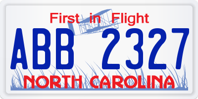 NC license plate ABB2327