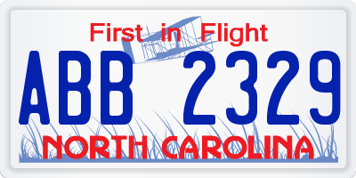 NC license plate ABB2329