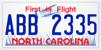 NC license plate ABB2335