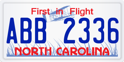 NC license plate ABB2336