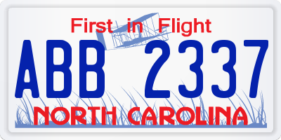NC license plate ABB2337
