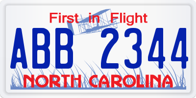 NC license plate ABB2344