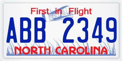 NC license plate ABB2349