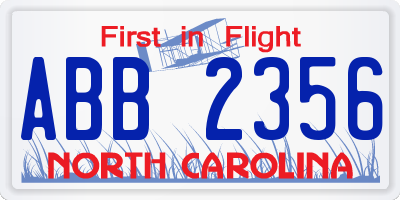 NC license plate ABB2356