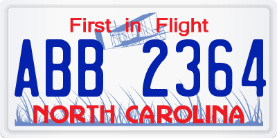 NC license plate ABB2364