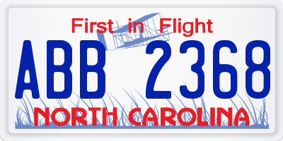 NC license plate ABB2368
