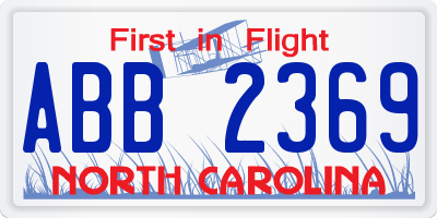 NC license plate ABB2369