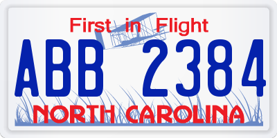 NC license plate ABB2384