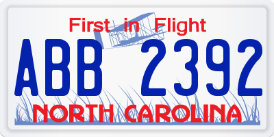 NC license plate ABB2392