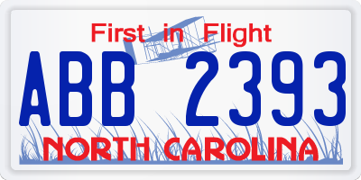 NC license plate ABB2393