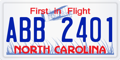 NC license plate ABB2401