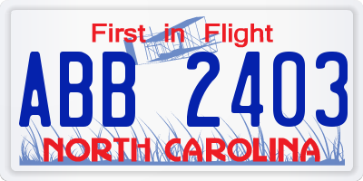 NC license plate ABB2403