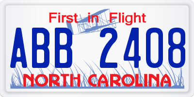 NC license plate ABB2408