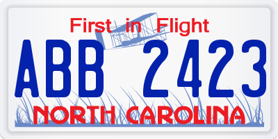 NC license plate ABB2423