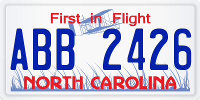 NC license plate ABB2426