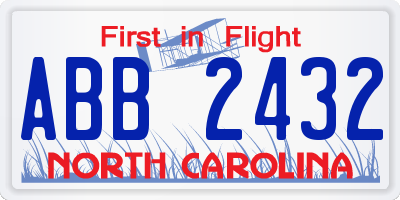 NC license plate ABB2432