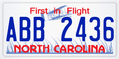 NC license plate ABB2436