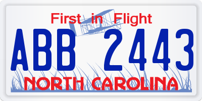 NC license plate ABB2443