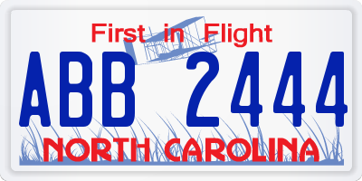 NC license plate ABB2444