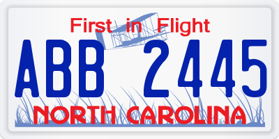 NC license plate ABB2445