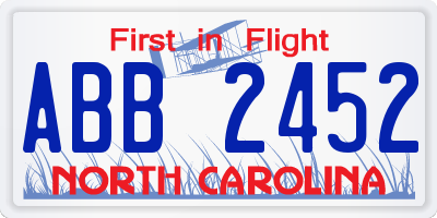 NC license plate ABB2452