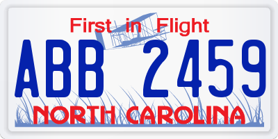 NC license plate ABB2459