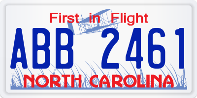 NC license plate ABB2461