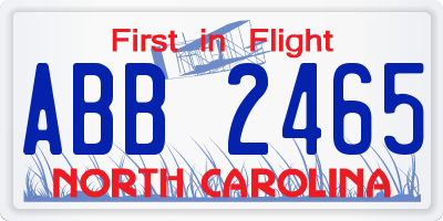 NC license plate ABB2465