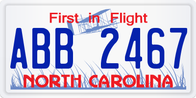 NC license plate ABB2467