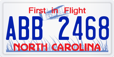 NC license plate ABB2468