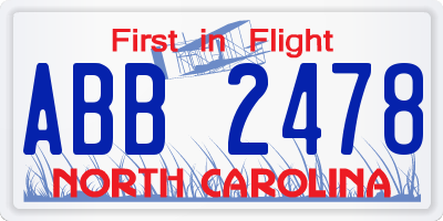 NC license plate ABB2478