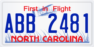 NC license plate ABB2481