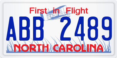 NC license plate ABB2489