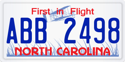 NC license plate ABB2498