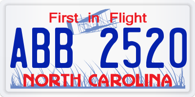 NC license plate ABB2520