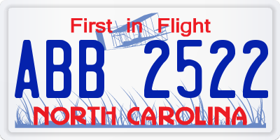 NC license plate ABB2522