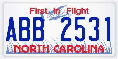 NC license plate ABB2531
