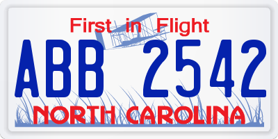 NC license plate ABB2542