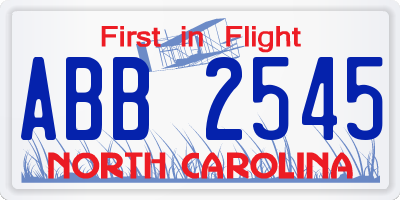 NC license plate ABB2545
