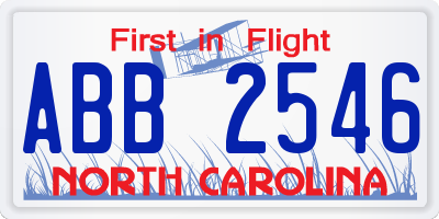NC license plate ABB2546