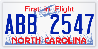 NC license plate ABB2547