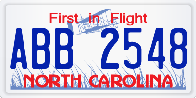 NC license plate ABB2548