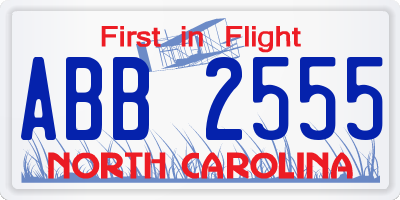 NC license plate ABB2555