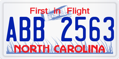 NC license plate ABB2563