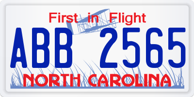 NC license plate ABB2565